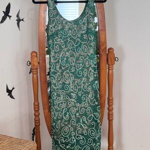 Green Swirl Pattern fully beaded Dress